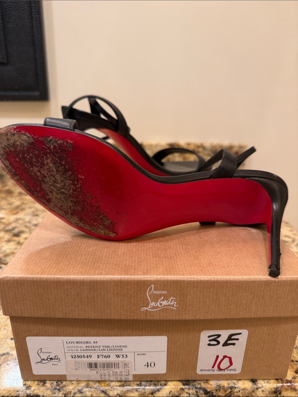 Christian Louboutin Black Leather Strappy Stiletto Sandals - Picture 6 of 8